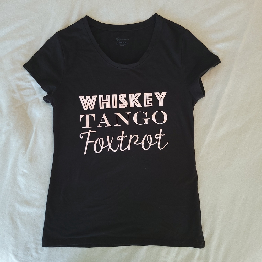 Black Womens 'Whiskey Tango Foxtrot' Graphic Tee